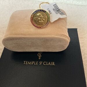 STUNNING BRAND NEW TEMPLE ST CLAIR 18K GOLD RAINBOW GEMSTONE ANGEL RING